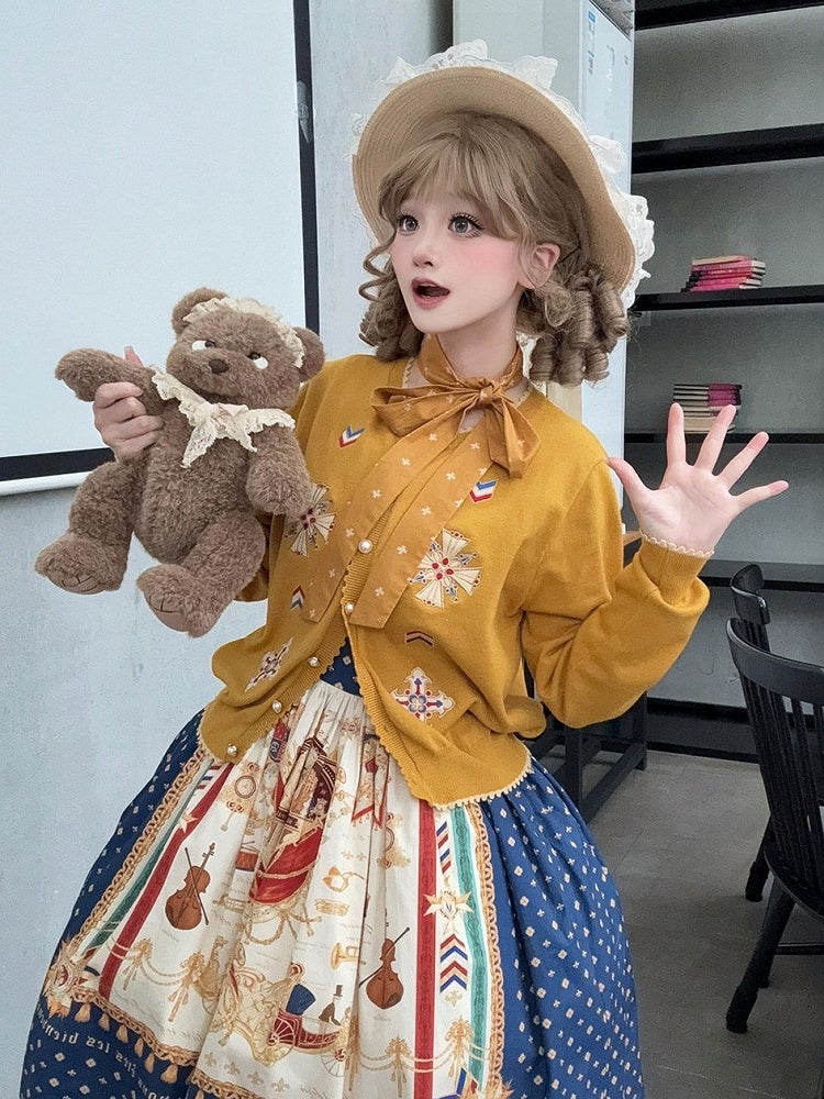 Exquisite Embroidered Knit Cardigan in Yellow - Crucis Universal Tailor Company