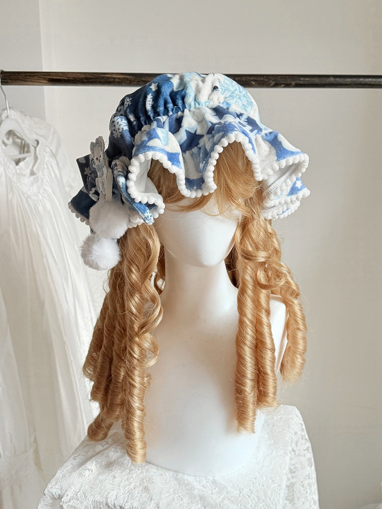 9 Color Options Sweet Lolita Baby Hat with Pompom Bow Accent