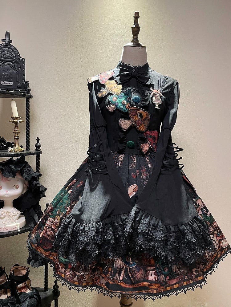 Black Bell Sleeves Gothic Lolita Blouse