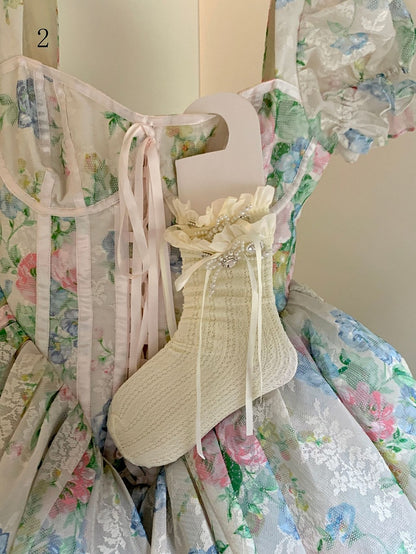 Spitzenbesatzsocken Weiß/Milchig Schleife Lolita Weiß/Schwarz/Rot/Lila/Grau/Braun