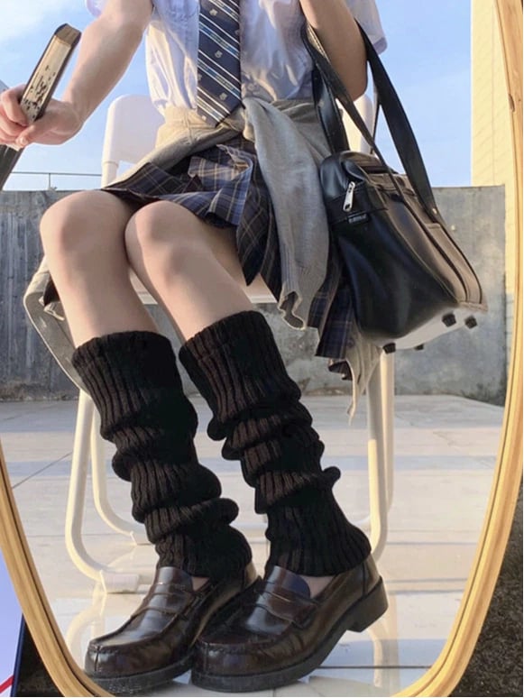 JK Leg Slouchy Colors : (2 chauffe-jambes noirs côtelés