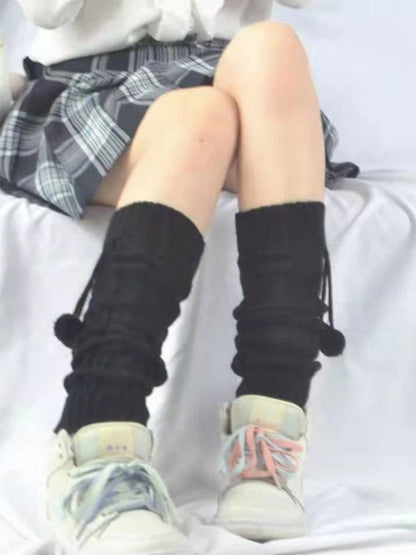 Colors: Leg Style Knit Warmers Pink Pom-Pom (3 Lolita Cable