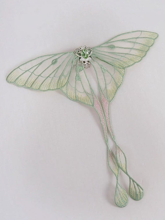 Moth Lolita Accents Brooch Rhinestone Green with