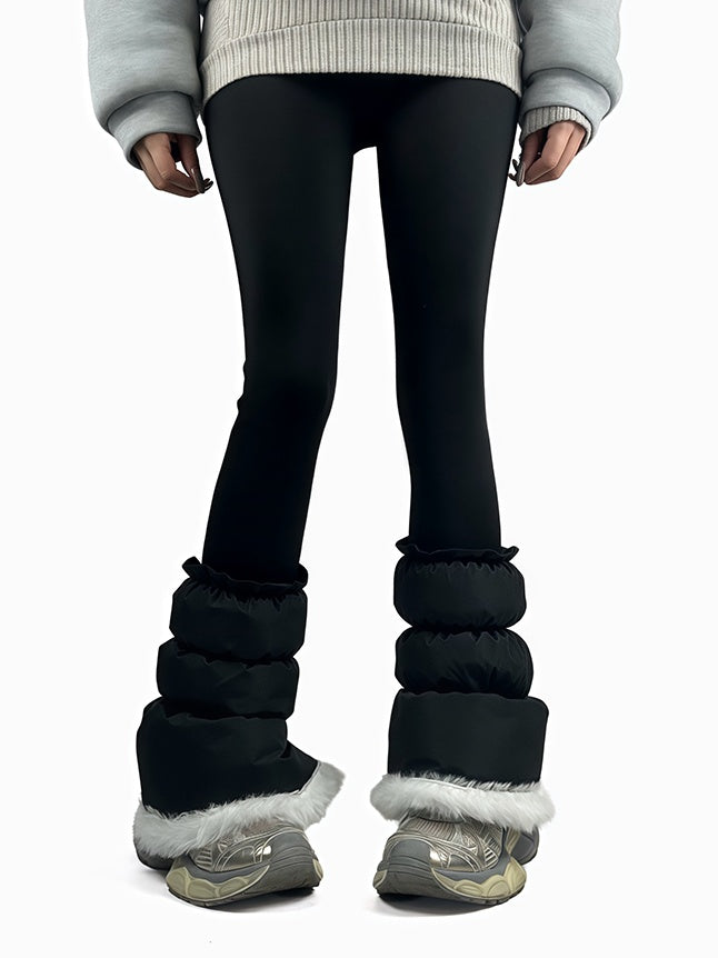 グレー/ホワイト/ブラック パフィーウォームレッグウォーマー