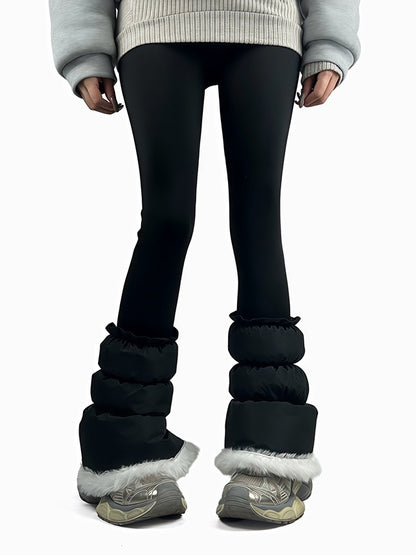 グレー/ホワイト/ブラック パフィーウォームレッグウォーマー