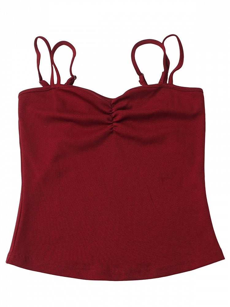 Red Cami Top Double Straps Design - PINK SAVIOR