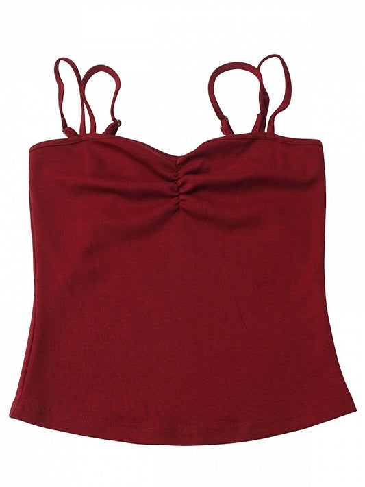 Red Cami Top Double Straps Design - PINK SAVIOR