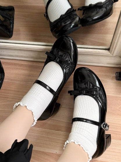 Design Spiderweb Janes Mary Top Black Gothic Bow at