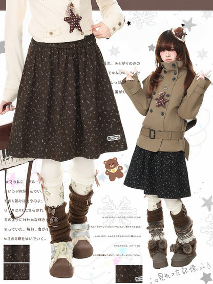 Retro Fall Kawaii Coffee Floral A Line Skirt Design - Languid Park