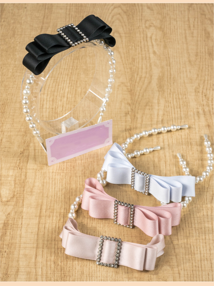 Beaded Square Kei Pink/Pink/Blue/Black Rhinestone Bow Dusty Jirai KC