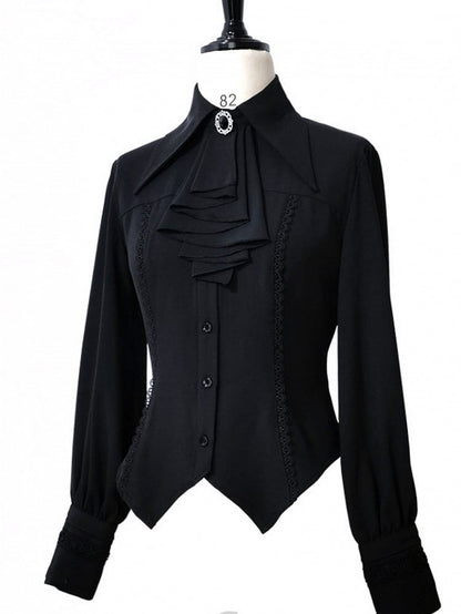 ロリータシャツ ジャボ袖 マトンレッグ ブラック王子