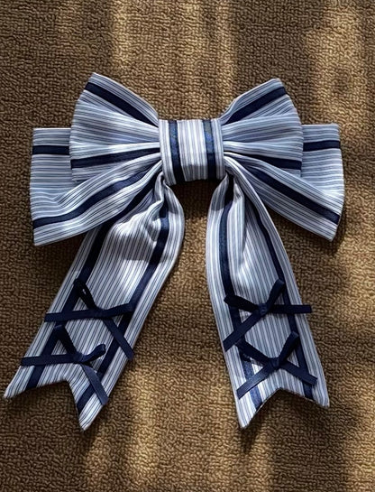Big / Hairclip White Bowknot Dark Blue