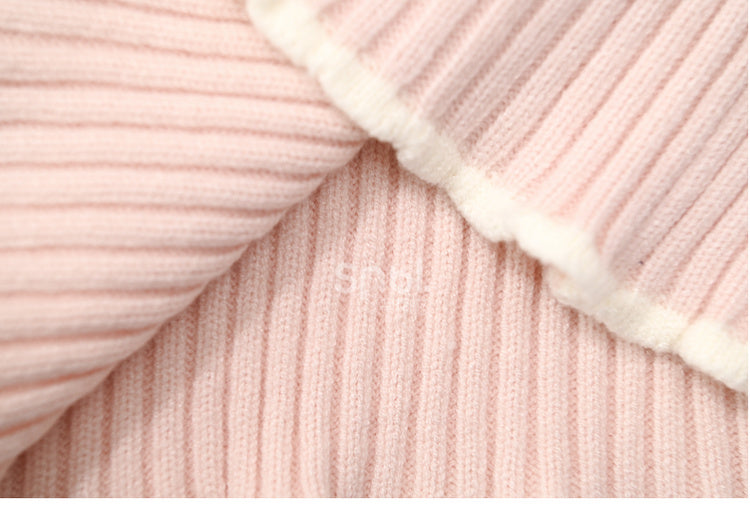 Rosa Strickoberteil mit Rundhalsausschnitt und schmaler Passform