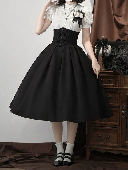 Skirt Lolita Corset Belt High Long Black Waist