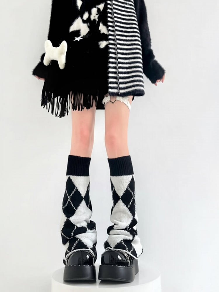 Reversible Two-Way Cable Knit Leg Warmers Kawaii - Two Bear Pink