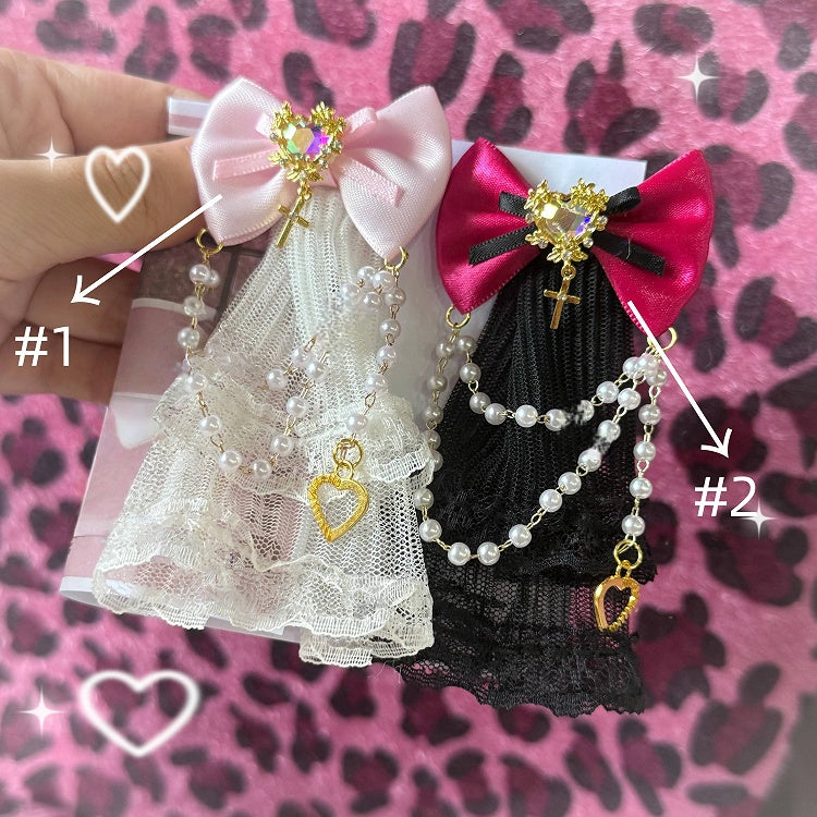 Bow Lace Gyaru Options 3 Hime Fashion BJD Doll Hairclips - with