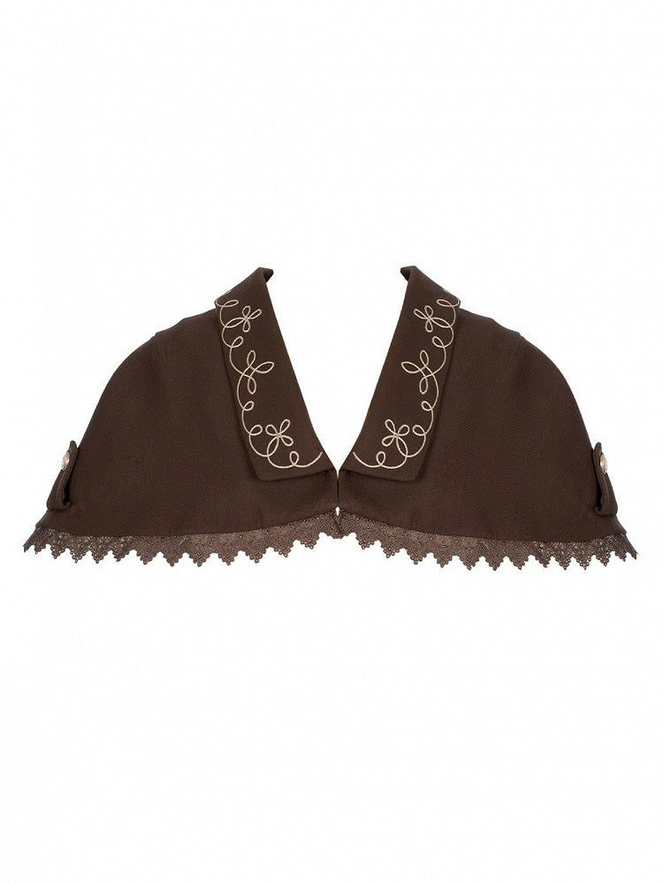 Vintage Brown Lolita Cape with Embroidered Details - With PUJI
