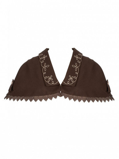Vintage Brown Lolita Cape with Embroidered Details - With PUJI