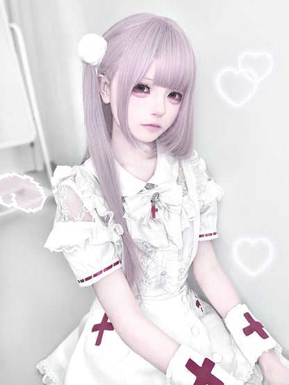 Wig Air Purple with Light Bangs Straight 65CM