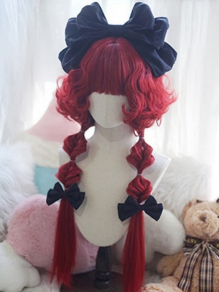 Hellblonde/pinke/rote/grüne/violette hüftlange Perücke mit vollem Pony