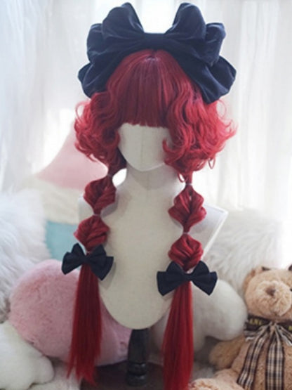 Hellblonde/pinke/rote/grüne/violette hüftlange Perücke mit vollem Pony