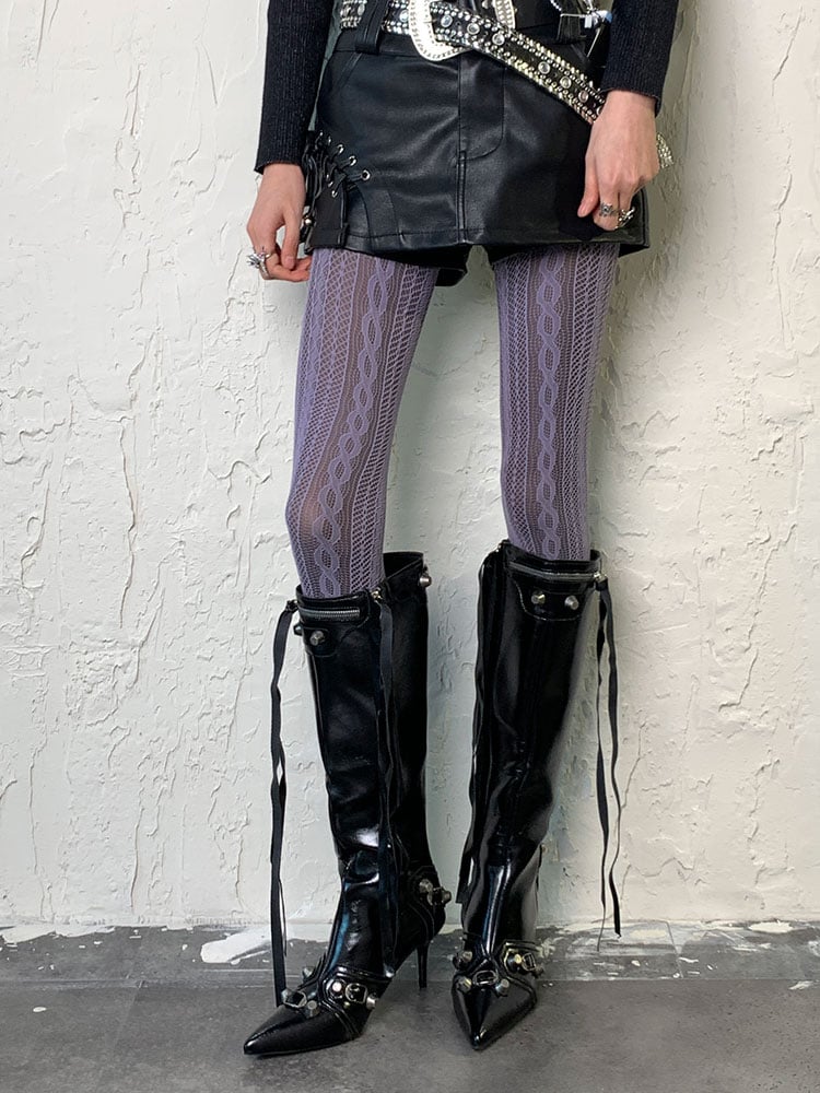Gothic Dark Gray Y2K Tights