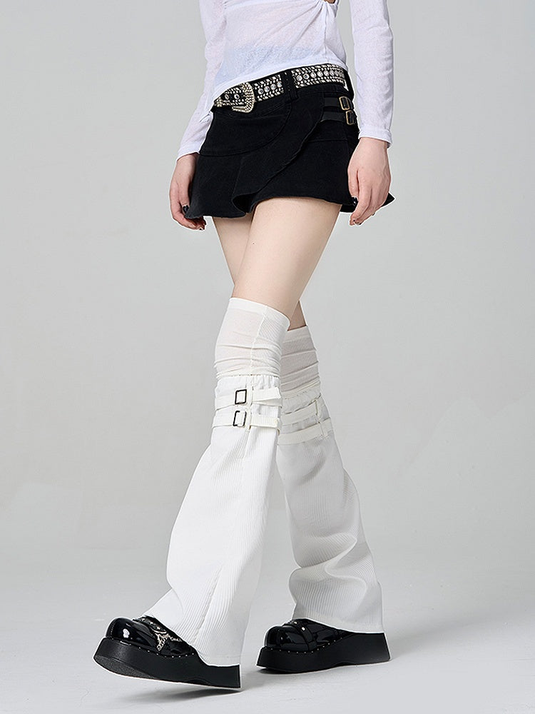 Overknee Leg Punk Warmers Black/White