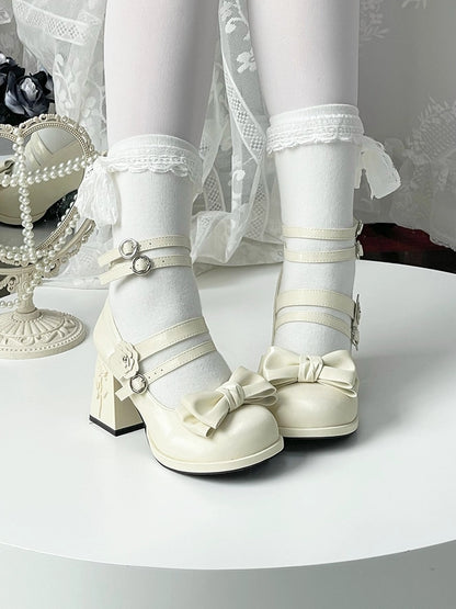 Lolita PU Block Leather High Sophisticated Champagne Heels with