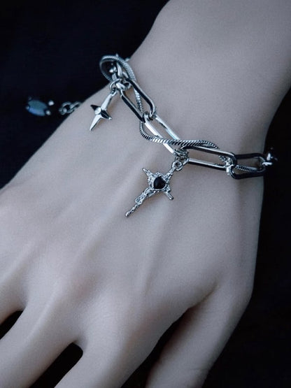 Bracelet Silver Cross Y2K Charm Gothic