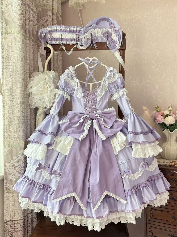 Plus Sizes Available Purple Gorgeous Old School Princess Lolita Cotton Dress