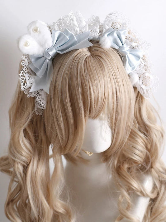 Fluffy KC Lace Style) Soft Bunny (Elegant White Blue Sweet Ears