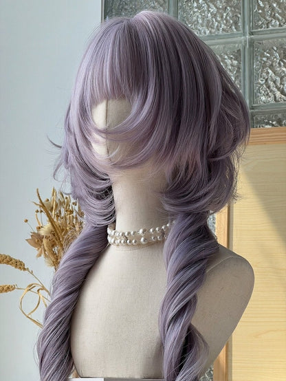 Purple Long Curly Wig with Full Bangs 74cm - Alice Garden