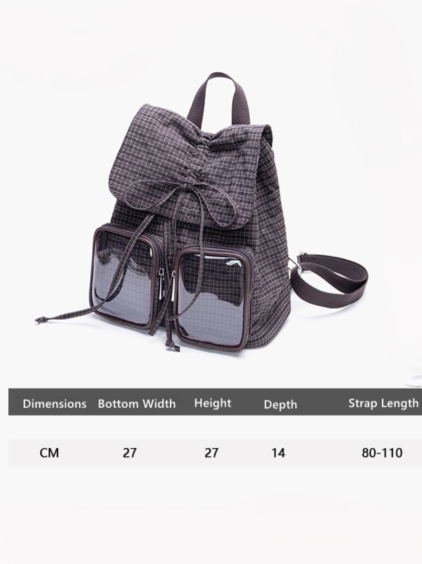 Bow Drawstring Charming Backpack With Kawaii Green Mini Ita