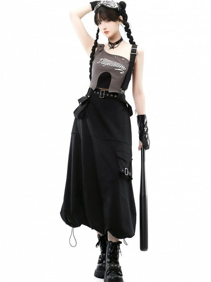 Top Black One Cargo Gray and Shoulder