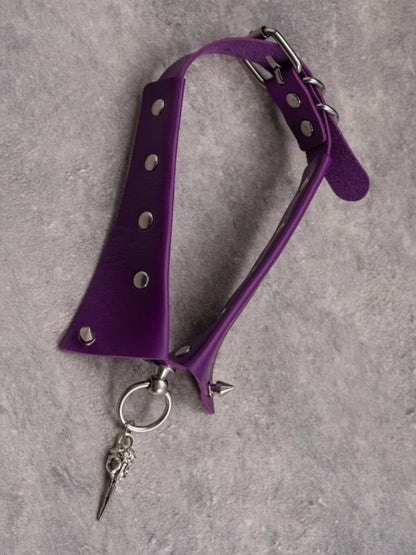 Bird Choker Silver Gothic Pendant Purple Bone Studs Details