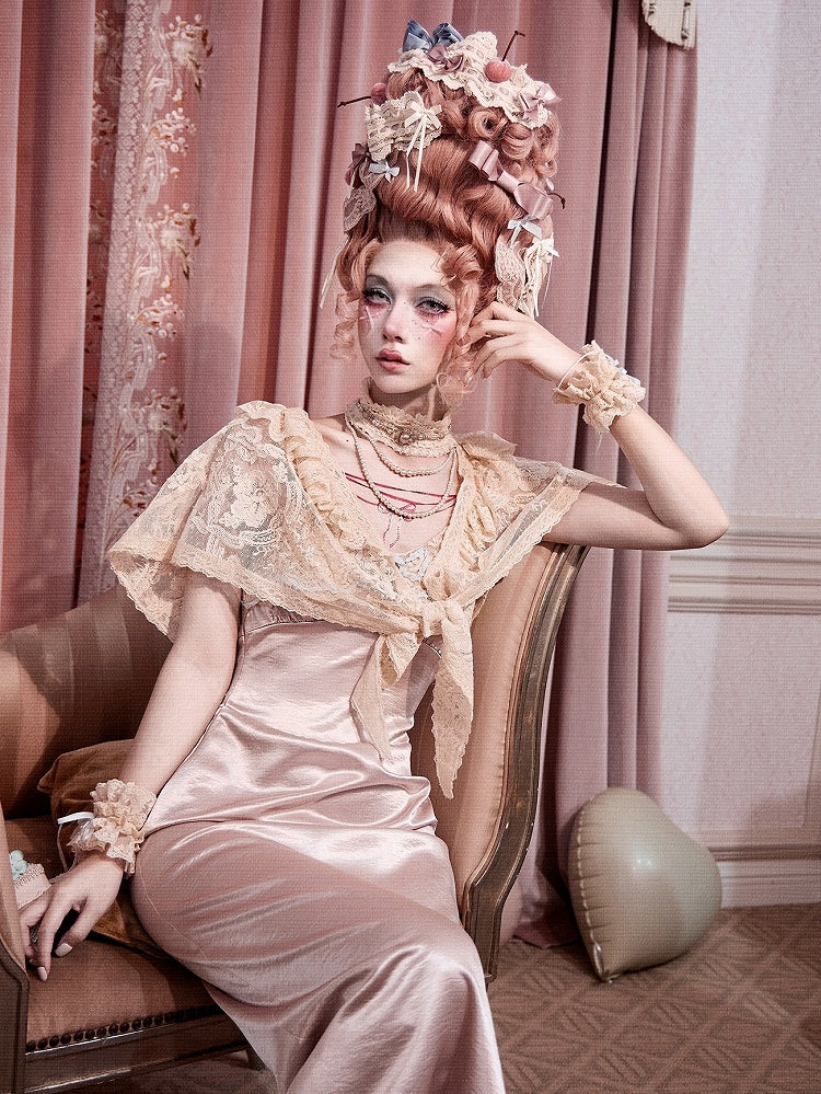 Apricot Romantic Gothic Fan-Lace Wrap Shawl - Blood Supply