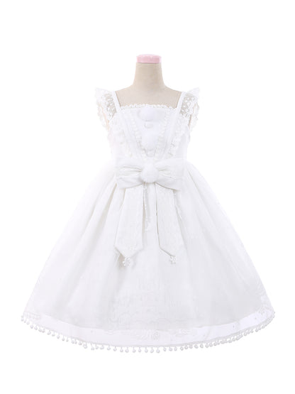 - + White Pattern Snowflake Skirt Full Sweet Set Cape Bow Jumper Big