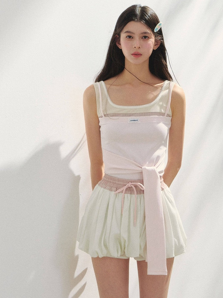 Waistband Kawaii White Pink Bubble with Skirt