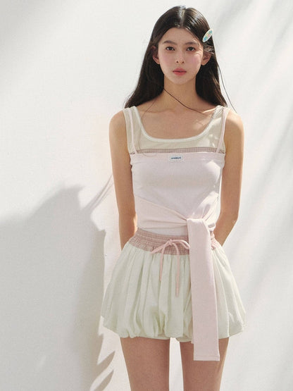 Waistband Kawaii White Pink Bubble with Skirt