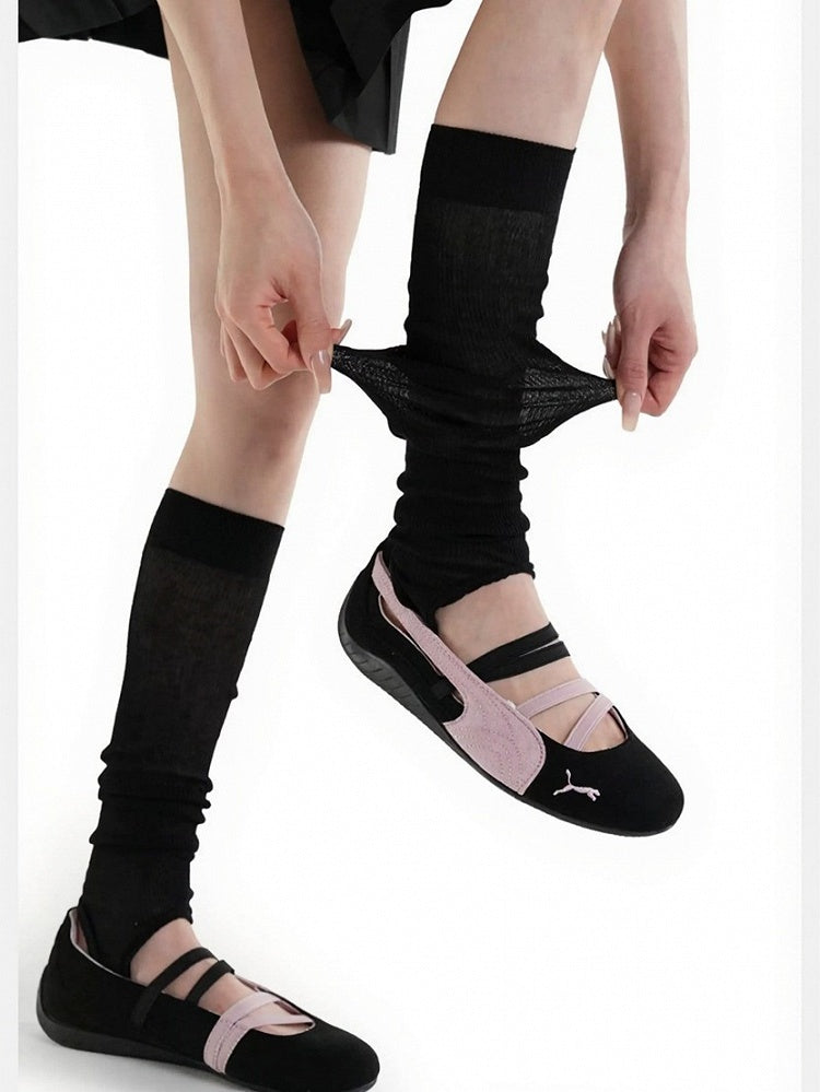 Ribbed Trim Striped Calf Socks in 5 Colors - ModaSwings