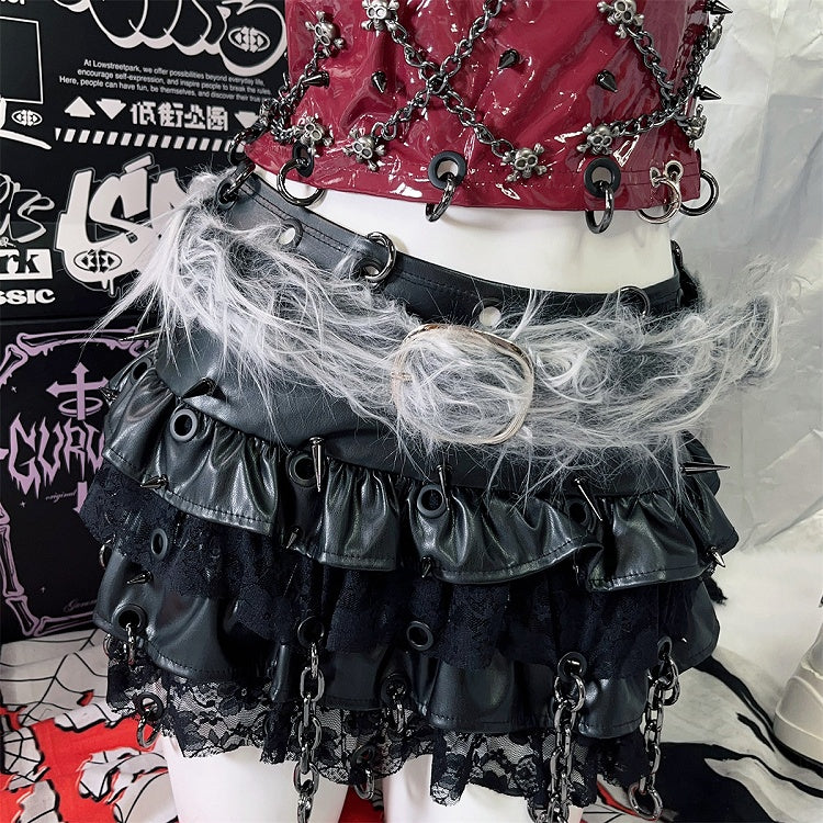 Gürtel mit zotteliger Schnalle in Grau mit Farbverlauf