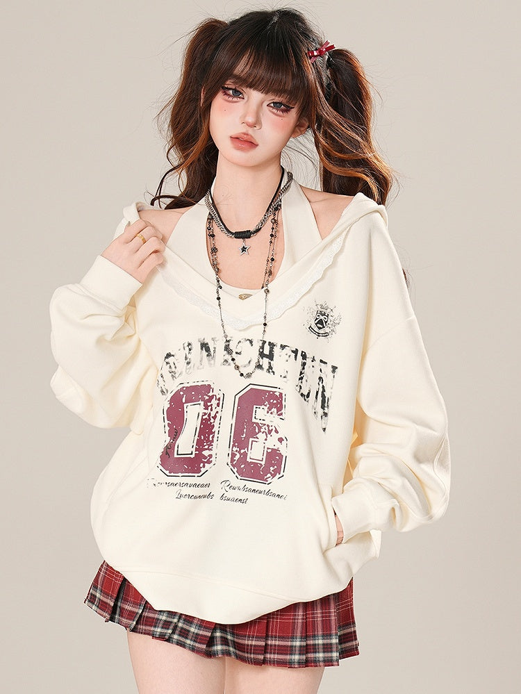 Beige/Grau Blokette Bittersweet Neck mit Hoodie Core Neckholder Top Glamorous