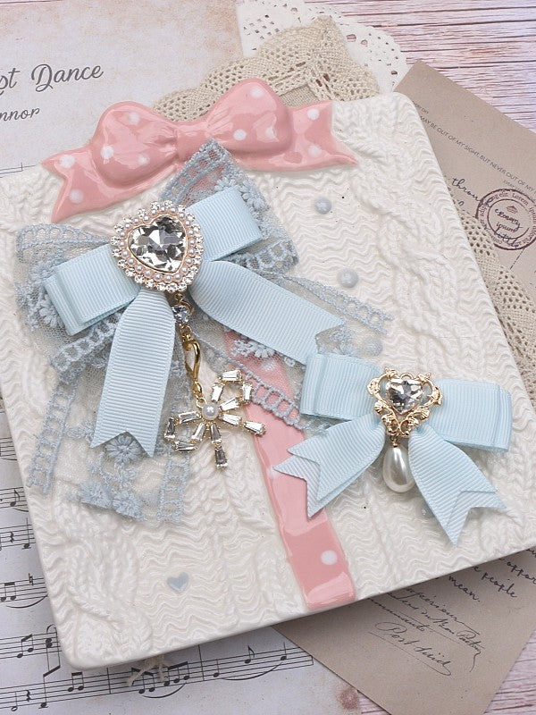 Bowknot Pearl Set Options Charm Hairclips Jirai Bow Kei Color 4