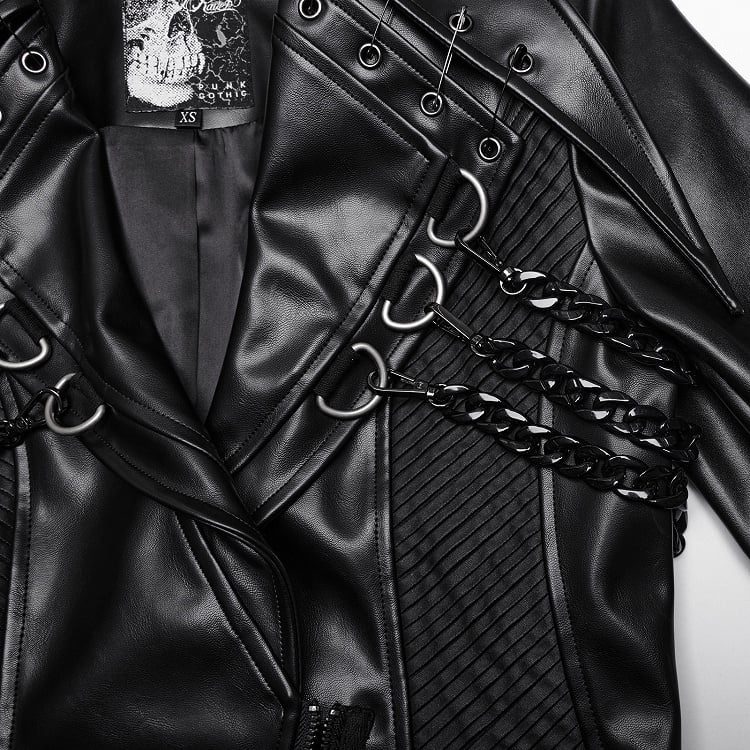 Black Punk Visual Heavy-Processed Leather Jacket