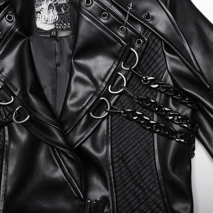 Black Punk Visual Leather Heavy-procesed Jacket