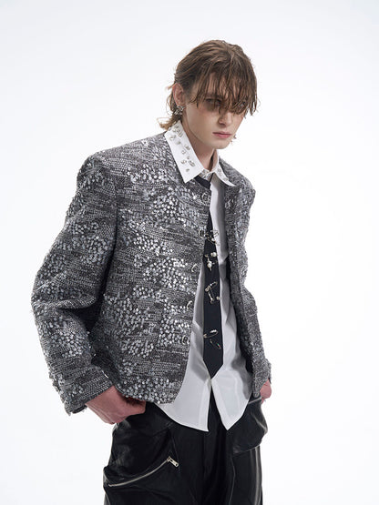 Accents Men's Silver Shoulder with Sequin Pads Jacket