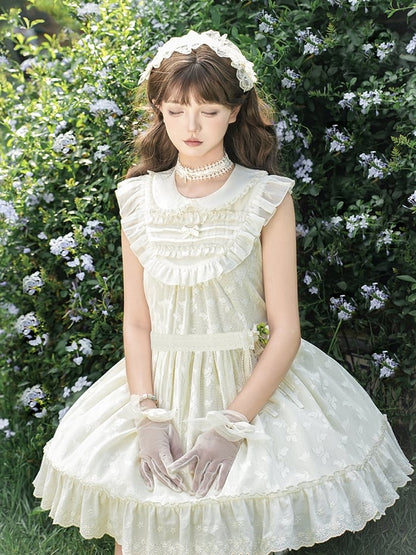 Lolita Peter Butterfly-Kleid mit geflickter Spitze und cremefarbenem Kragen