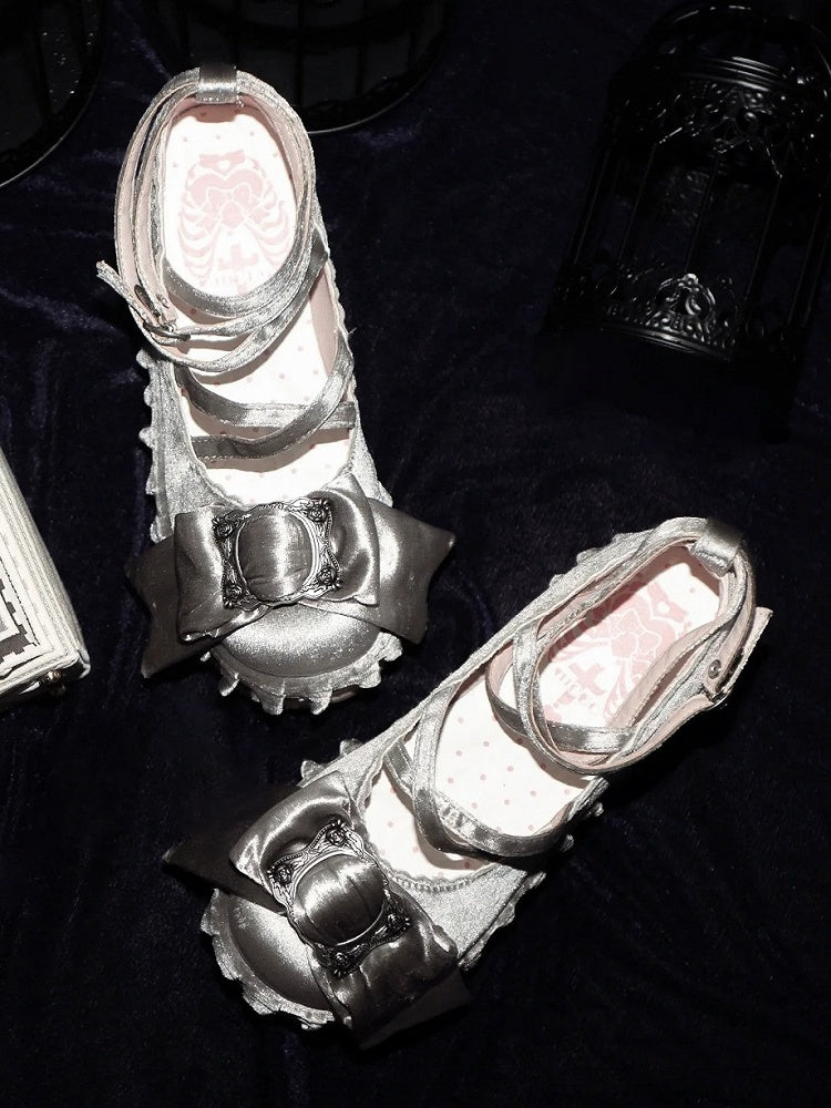 Platforms Lolita PU - Crisscross Silver Sweet Design