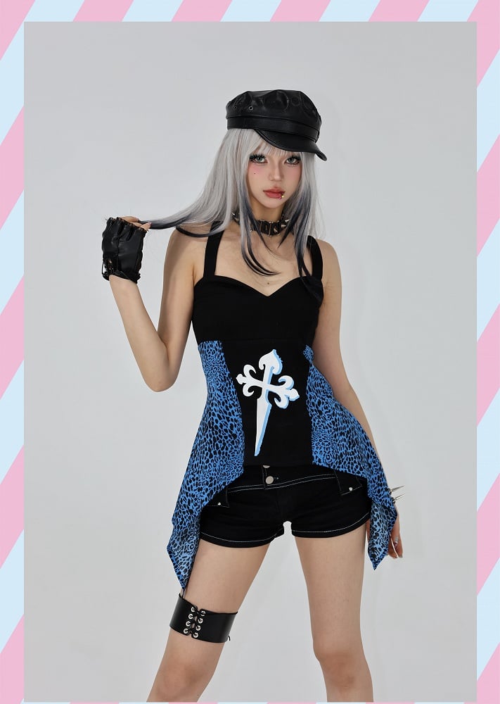 Gyaru Style Black Low Waist Stretch Denim Shorts