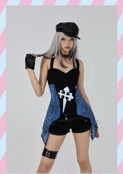 Gyaru Style Black Low Waist Stretch Denim Shorts